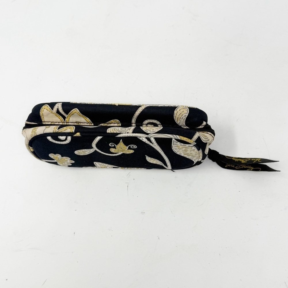 VERA BRADLEY Black Yellow  Eyeglass Case In YELLOW BIRD Quilted Padded 6” X 2”